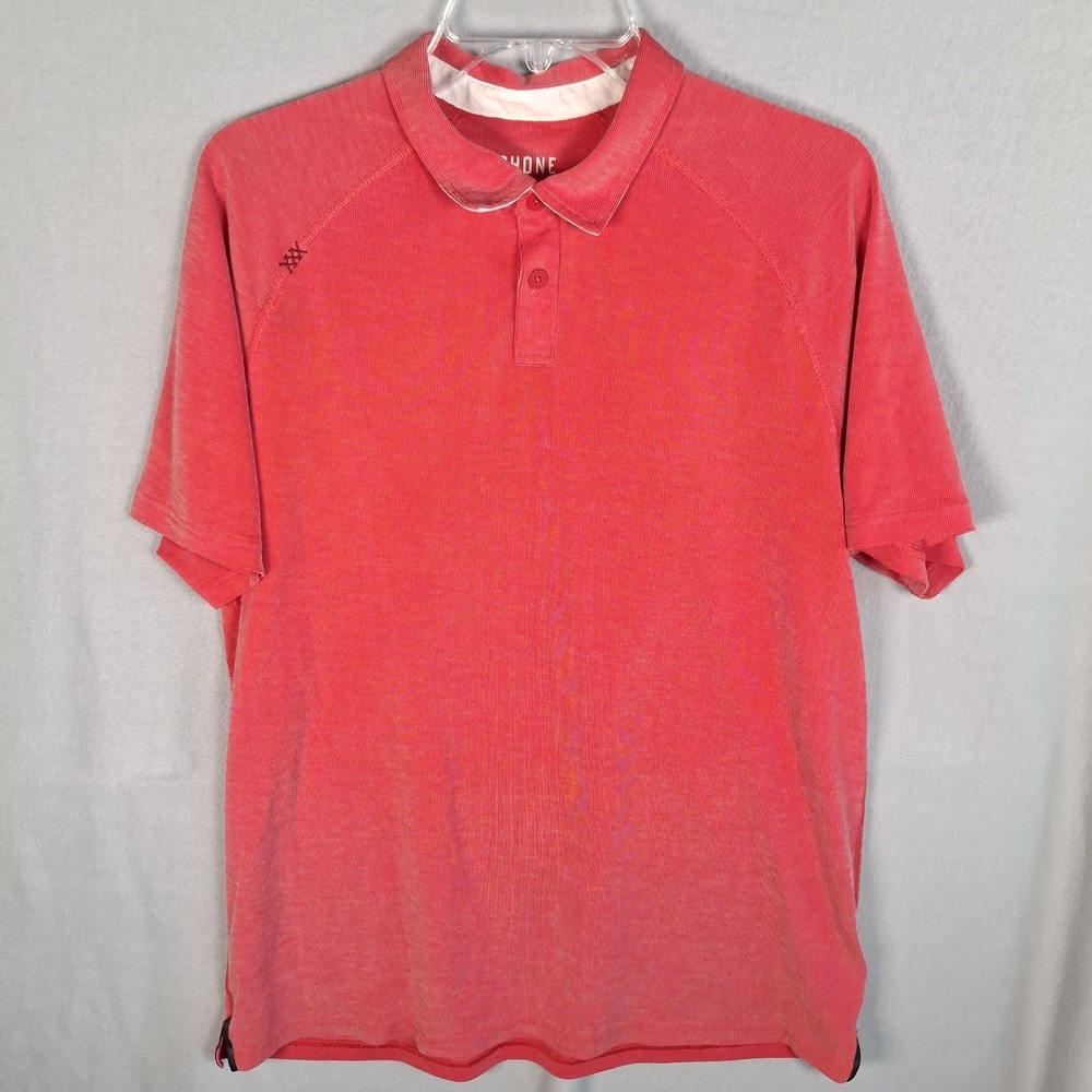 Rhone Delta Pique Polo Mens Large L Red Heather Cooling Breathable Golf Shirt